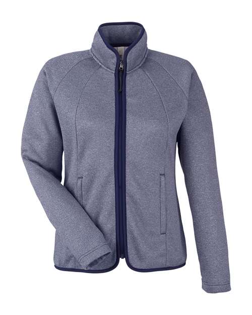 Women's Venture Heathered Stripe Full-Zip Jacket - Classic Navy/ White Front