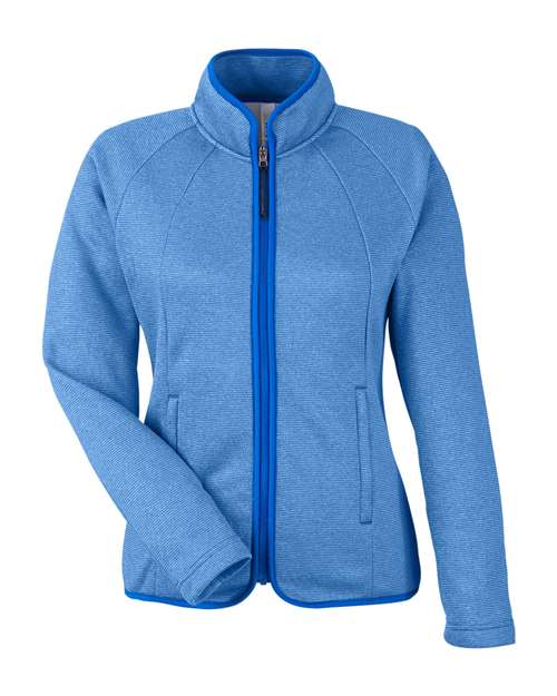 Women's Venture Heathered Stripe Full-Zip Jacket - True Royal/ White Front