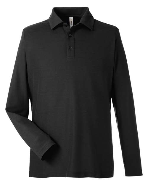 Men's Fusion ChromaSoft™ Long Sleeve Pique Polo - Black Front