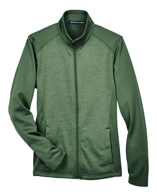 Women's Newbury Colorblock Mélange Fleece Full-Zip Jacket - Forest/ Forest Heather Front