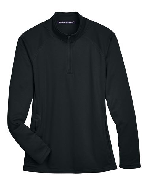 Devon & Jones Women's Stretch Tech-Shell® Compass Quarter-Zip Pullover - Black Front