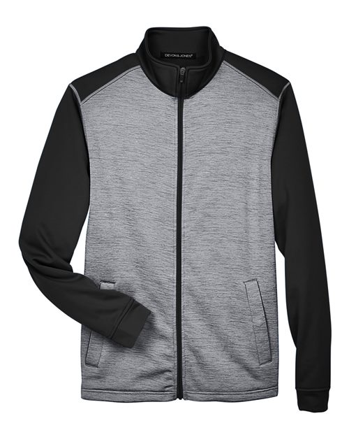 Men's Newbury Colorblock Mélange Fleece Full-Zip jacket - Black Heather/ Dark Grey Heather Front