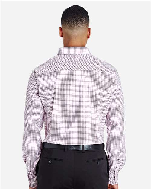 Men's CrownLux Performance® Micro Windowpane Woven Dress Shirt - Burgundy/ White Back