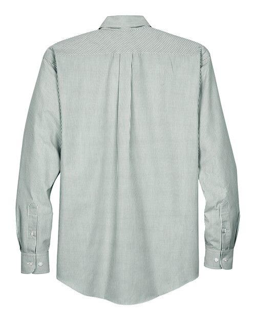 Men's Crown Collection® Banker Stripe Woven Dress Shirt - Dill Back