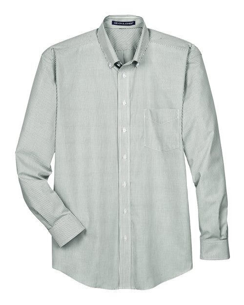 Men's Crown Collection® Banker Stripe Woven Dress Shirt - Dill Front