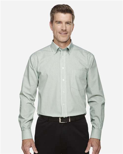 Devon & Jones Men's Crown Collection® Banker Stripe Woven Dress Shirt - Model Front