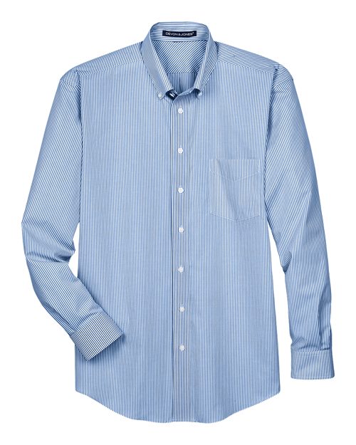Men's Crown Collection® Banker Stripe Woven Dress Shirt - French Blue Front