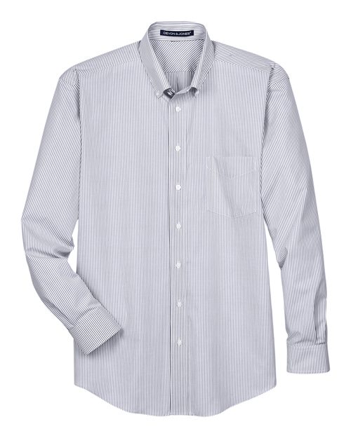 Men's Crown Collection® Banker Stripe Woven Dress Shirt - Navy Front