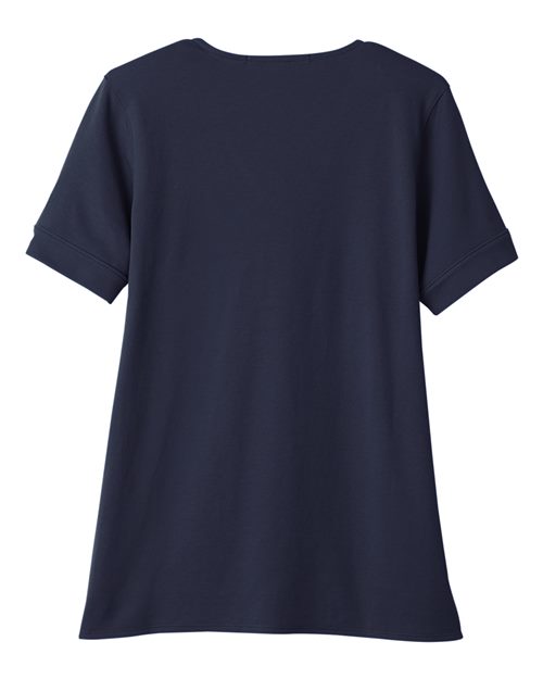 Women's CrownLux Performance® Plaited Rolled Sleeve Shirt - Navy Back