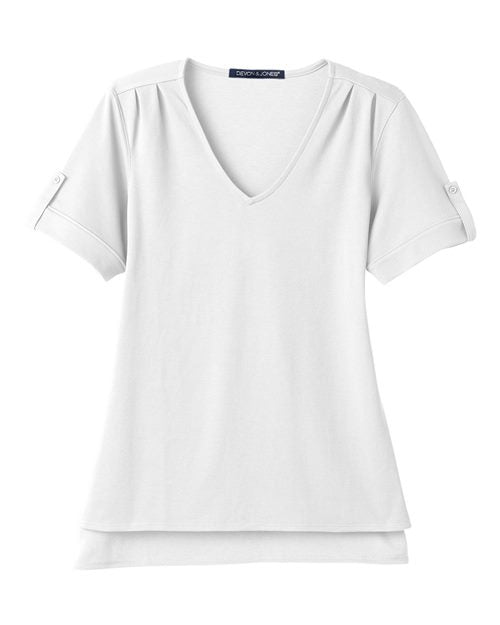 Women's CrownLux Performance® Plaited Rolled Sleeve Shirt - White Front