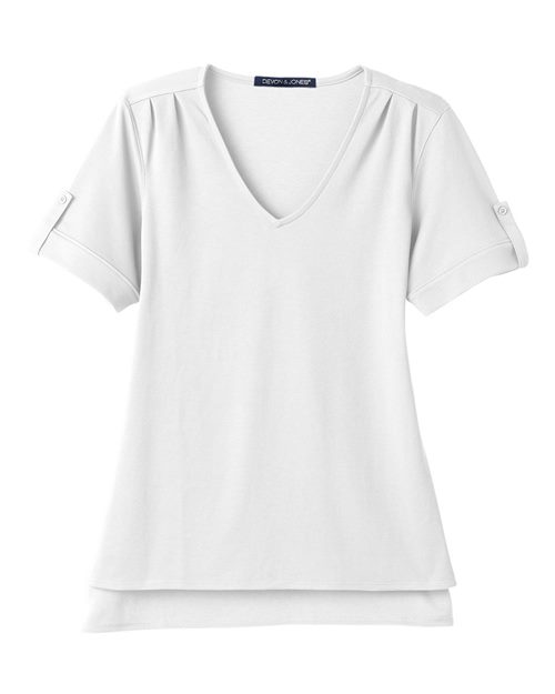 Devon & Jones Women's CrownLux Performance® Plaited Rolled Sleeve Shirt - White Front