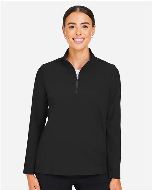 Devon & Jones Women's CrownLux Performance® Windsor Welded Quarter-Zip Pullover - Model Front