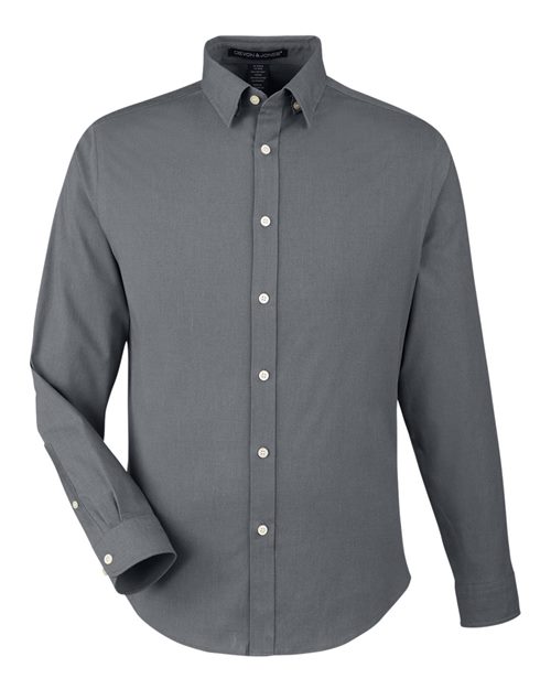 Men's CrownLux Performance® Spencer Poplin Dress Shirt - Graphite Melange Front
