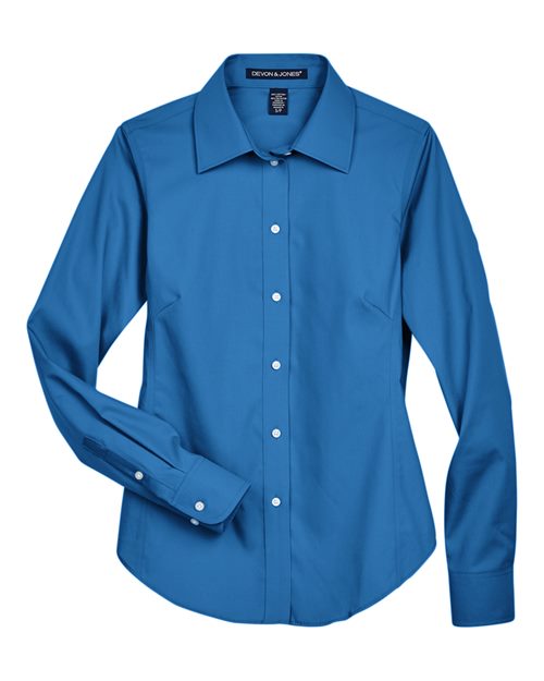 Women's Crown Collection® Oxford Woven Dress Shirt - French Blue Front