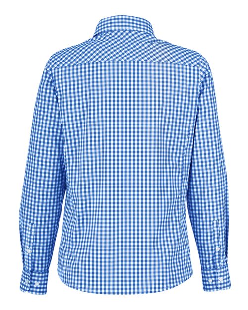 Women's CrownLux Performance® Gingham Dress Shirt - French Blue/ White Back