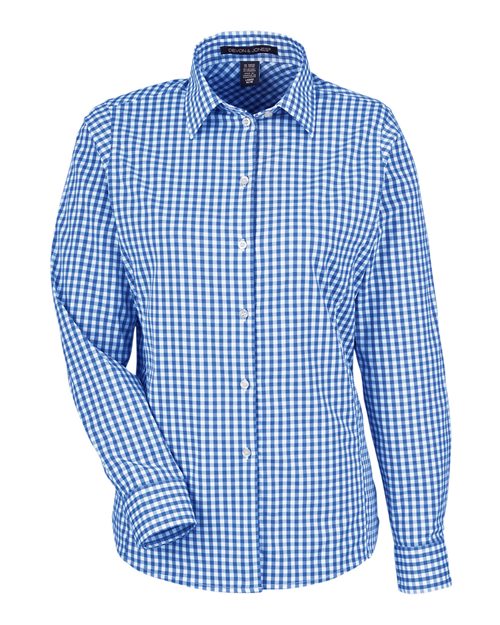 Women's CrownLux Performance® Gingham Dress Shirt - French Blue/ White Front