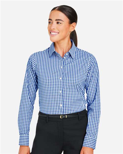 Devon & Jones Women's CrownLux Performance® Gingham Dress Shirt - Model Front