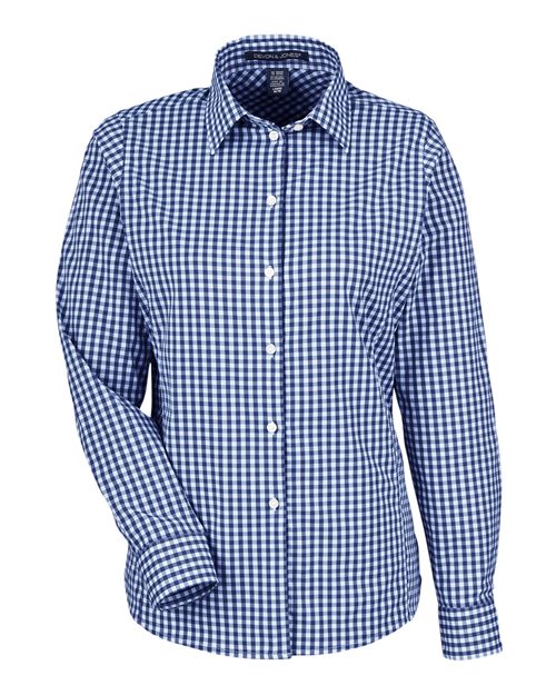 Women's CrownLux Performance® Gingham Dress Shirt - Navy/ White Front