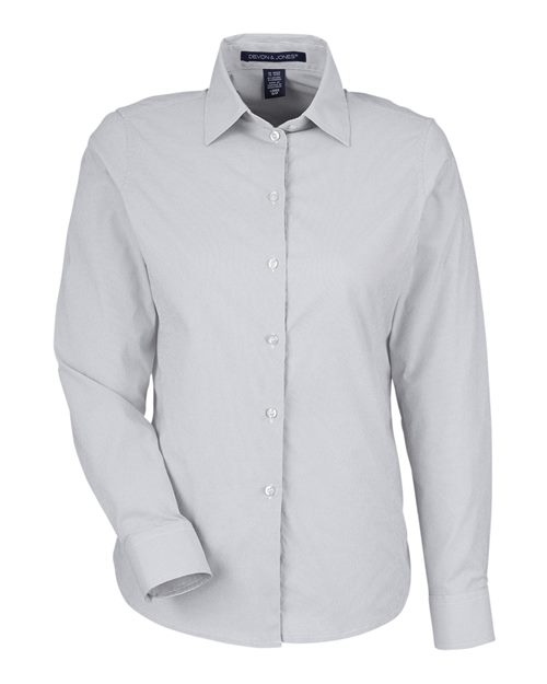 Women's CrownLux Performance® Microstripe Dress Shirt - Graphite/ White Front