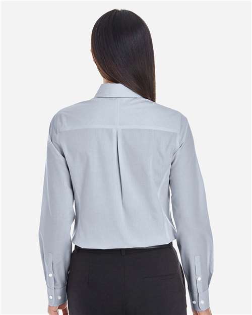 Women's Crown Collection® Striped Woven Dress Shirt - Navy/ White Back