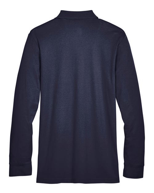 Men's Tall CrownLux Performance® Plaited Long Sleeve Polo - Navy Back