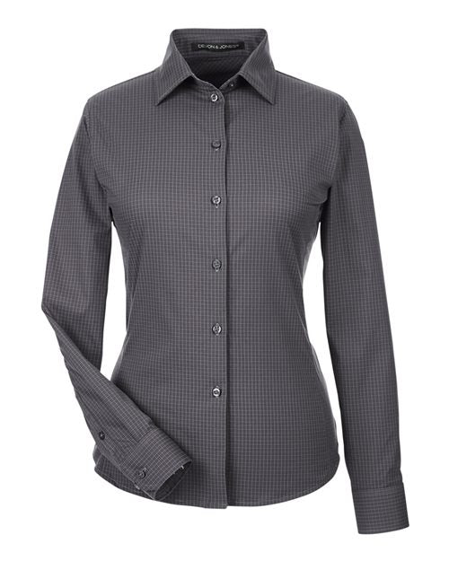 Women's CrownLux Performance® Tonal Mini Check Woven Dress Shirt - Carbon Front