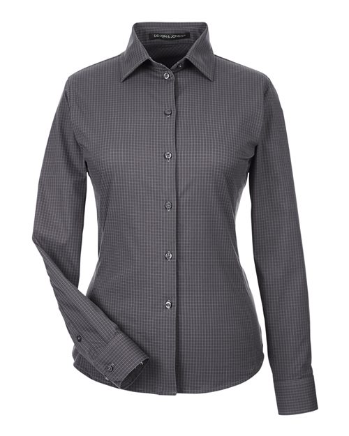 Devon & Jones Women's CrownLux Performance® Tonal Mini Check Woven Dress Shirt - Carbon Front