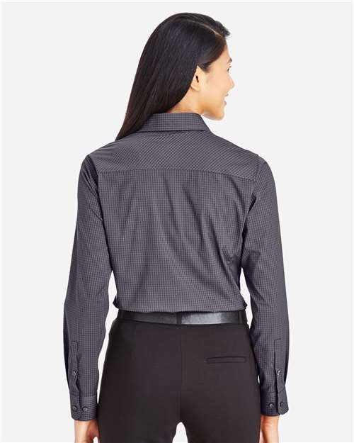 Women's CrownLux Performance® Tonal Mini Check Woven Dress Shirt - Carbon Back