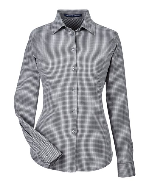 Women's CrownLux Performance® Tonal Mini Check Woven Dress Shirt - Graphite Front
