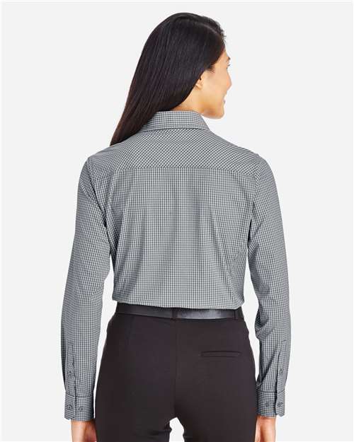 Women's CrownLux Performance® Tonal Mini Check Woven Dress Shirt - Graphite Back