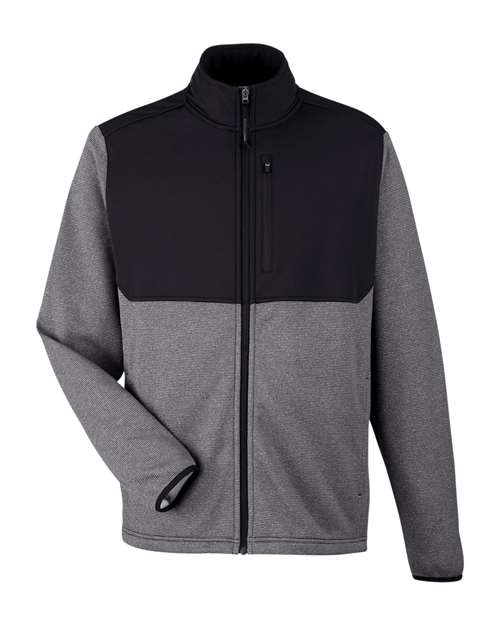 Men's Venture Heathered Stripe Hybrid Jacket - Black/ White Front