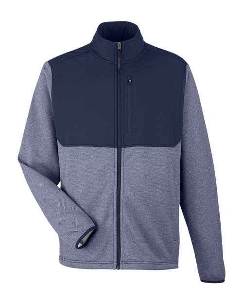 Men's Venture Heathered Stripe Hybrid Jacket - Classic Navy/ White Front