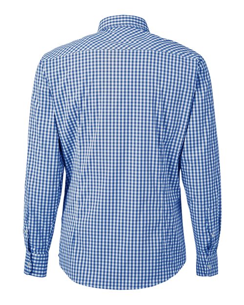 Men's CrownLux Performance® Gingham Dress Shirt - French Blue/ White Back