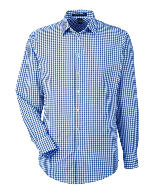 Men's CrownLux Performance® Gingham Dress Shirt - French Blue/ White Front