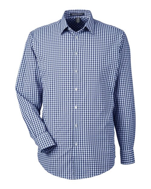 Men's CrownLux Performance® Gingham Dress Shirt - Navy/ White Front