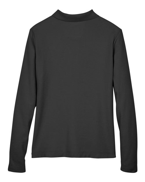 Women's Pima Piqué Long Sleeve Polo - Black Back