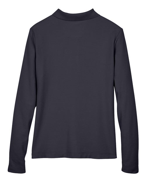 Women's Pima Piqué Long Sleeve Polo - Navy Back