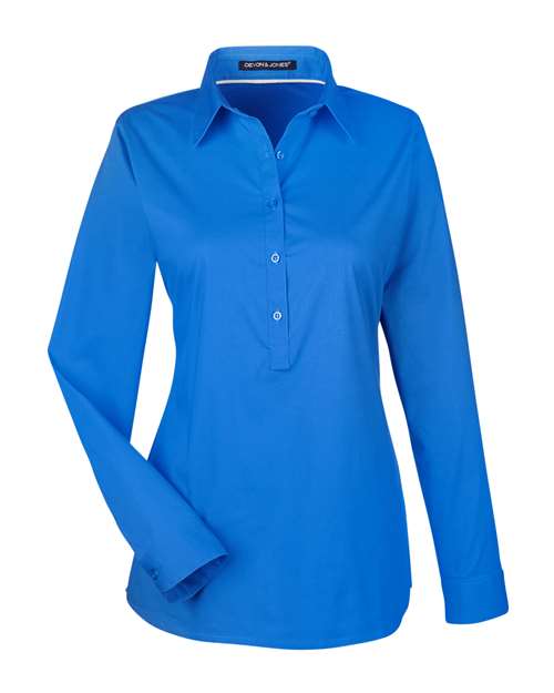 Women's Perfect Fit™ Half-Placket Tunic Dress Shirt - French Blue Front