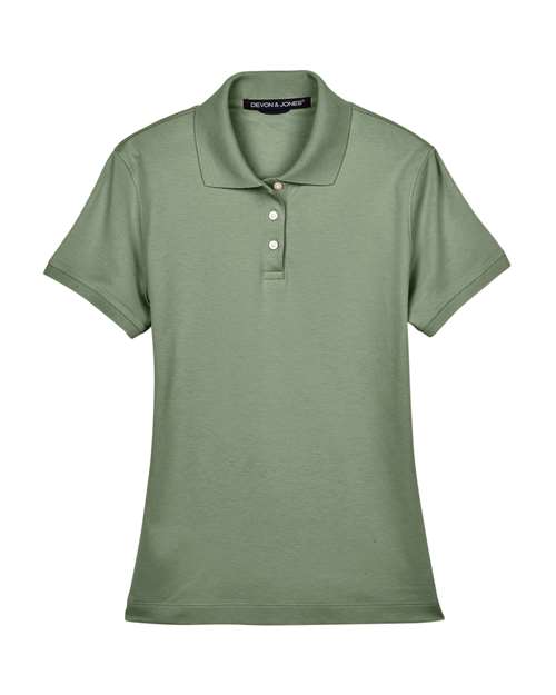Women's Perfect Pima Interlock Polo - Dill Front