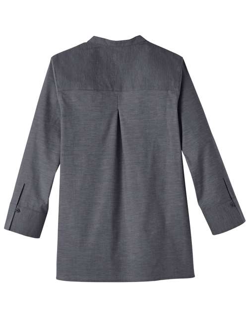 Women's Crown Collection® Stretch Pinpoint Chambra Three-Quarter Sleeve Shirt - Black Back
