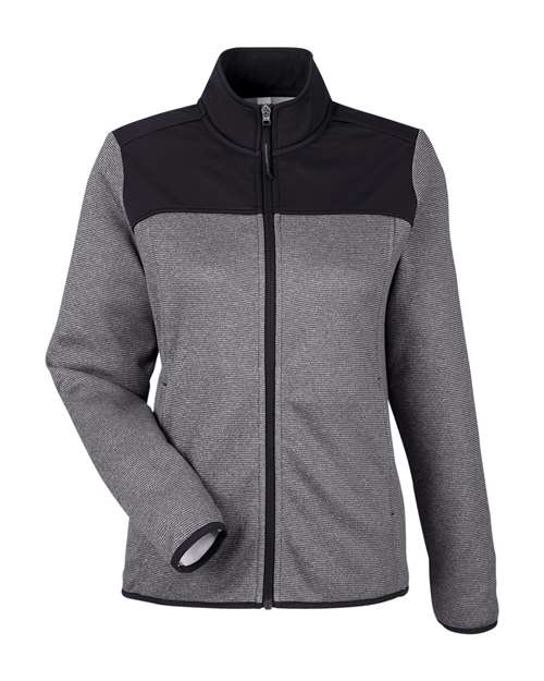 Women's Venture Heathered Stripe Hybrid Jacket - Black/ White Front