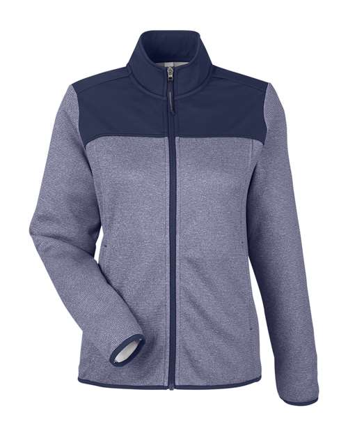 Women's Venture Heathered Stripe Hybrid Jacket - Classic Navy/ White Front