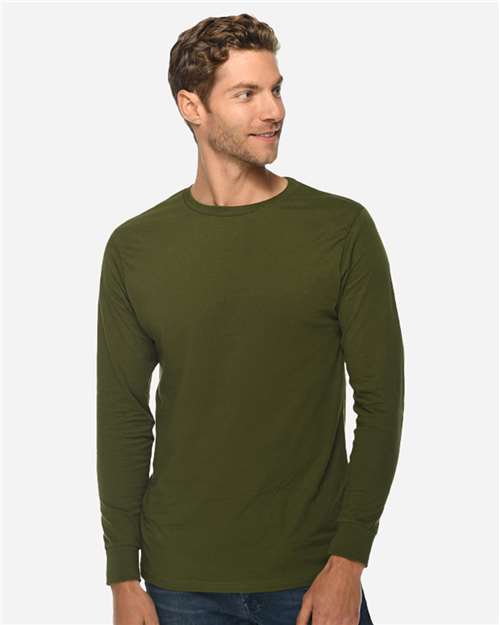 Lane Seven Unisex Heavyweight Long Sleeve Tee - Model Front