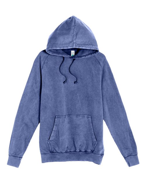 Unisex Vintage Raglan Hooded Sweatshirt - Vintage Denim Front