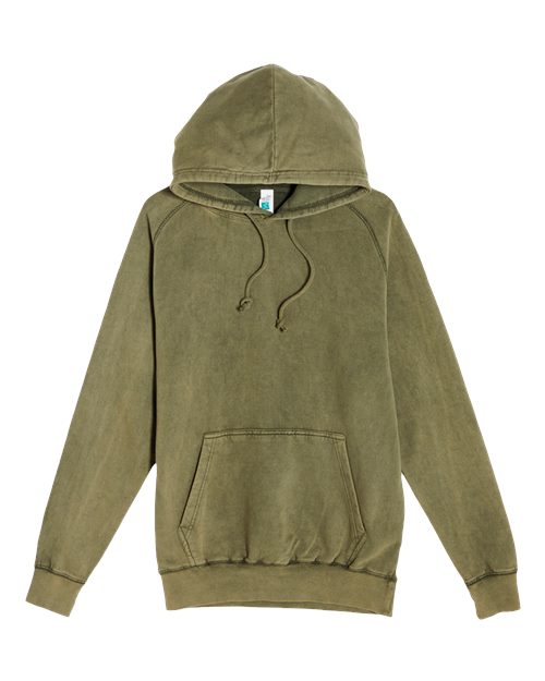 Unisex Vintage Raglan Hooded Sweatshirt - Vintage Olive Front