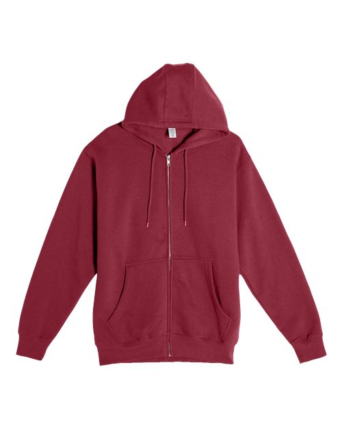 Unisex Premium Full-Zip Hooded Sweatshirt - Burgundy Front