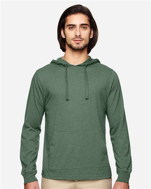 Unisex Eco Jersey Pullover Hooded Long Sleeve T-Shirt - Asparagus Front