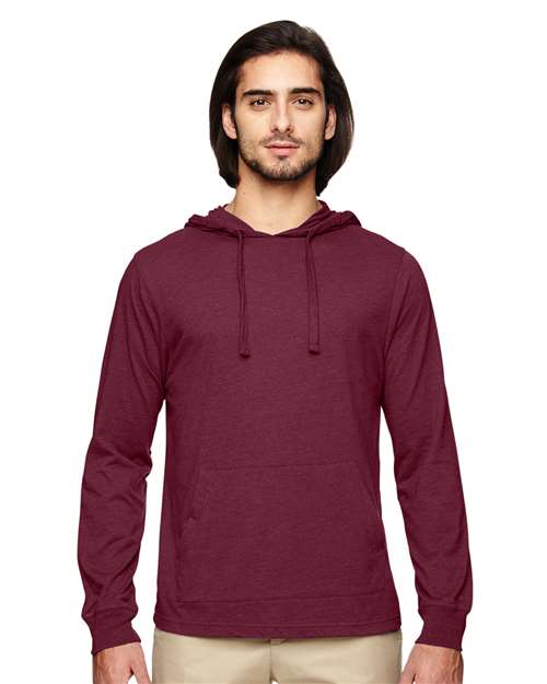 Unisex Eco Jersey Pullover Hooded Long Sleeve T-Shirt - Berry Front