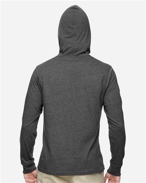 Unisex Eco Jersey Pullover Hooded Long Sleeve T-Shirt - Charcoal/ Black Back