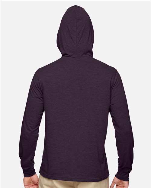 Unisex Eco Jersey Pullover Hooded Long Sleeve T-Shirt - Eggplant Back